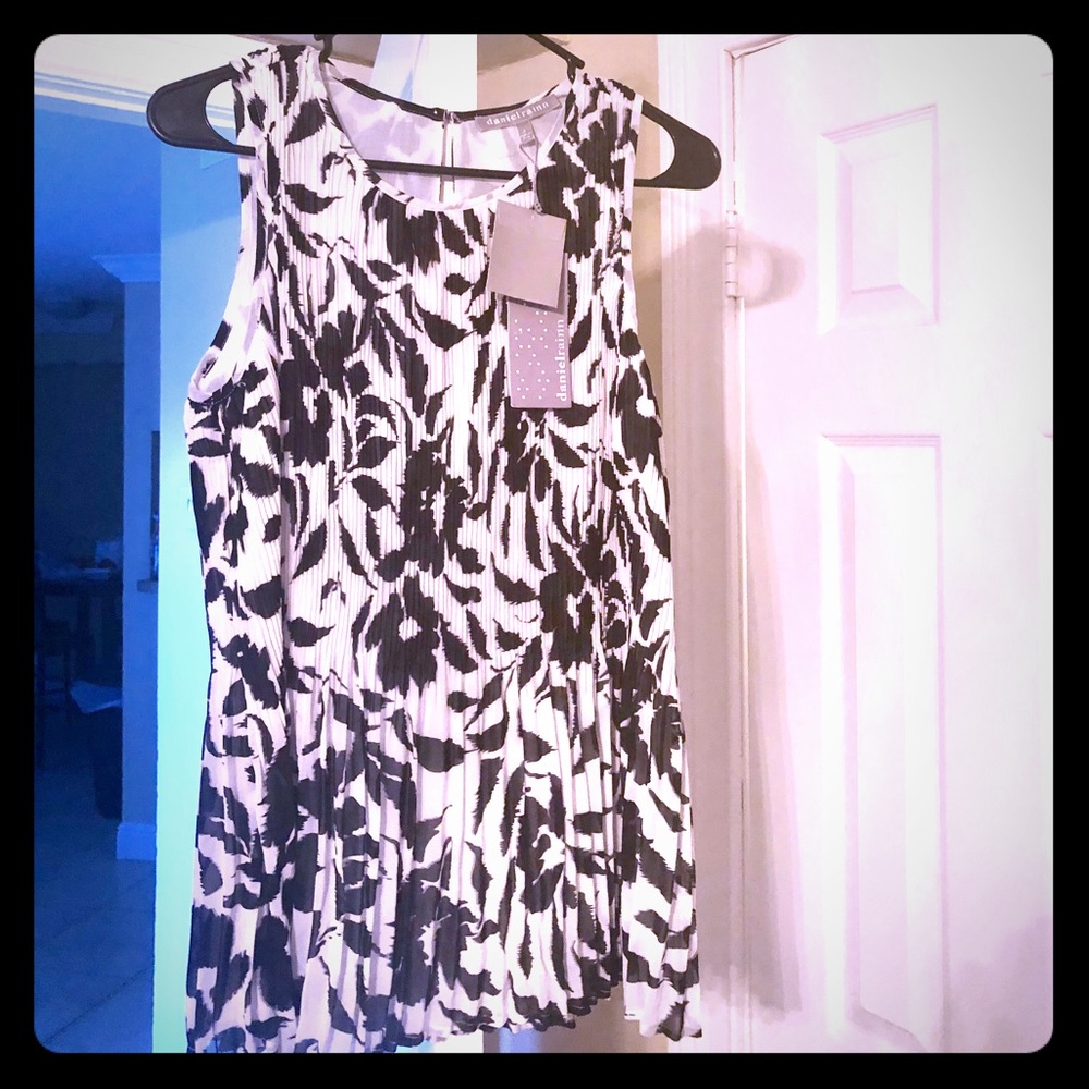 Daniel Rainn Black and White Pleated Blouse